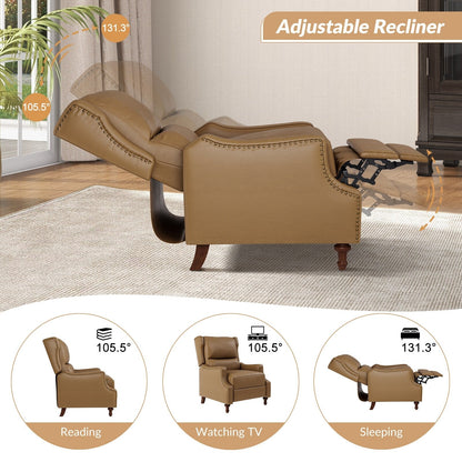 Florens Genuine Leather Recliner with Nailhead Trims by HULALA HOME