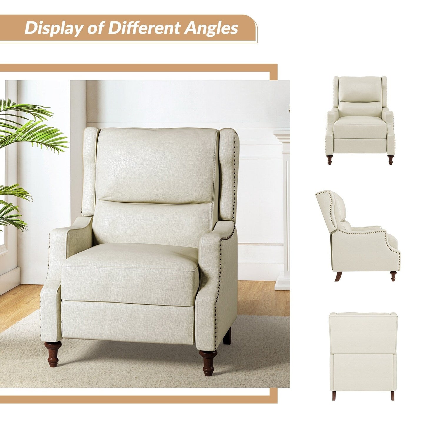 Florens Genuine Leather Recliner with Nailhead Trims by HULALA HOME