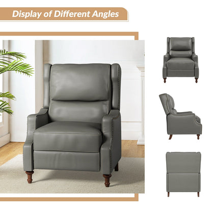 Florens Genuine Leather Recliner with Nailhead Trims by HULALA HOME