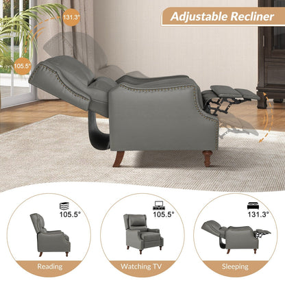 Florens Genuine Leather Recliner with Nailhead Trims by HULALA HOME
