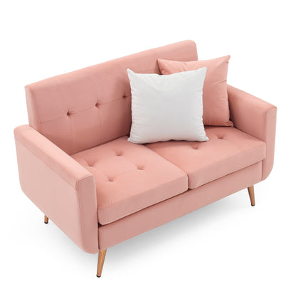 Foam Button Tufted Loveseat Sofa with Iron Legs