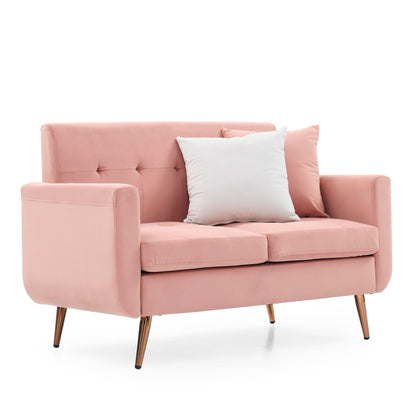 Foam Button Tufted Loveseat Sofa with Iron Legs