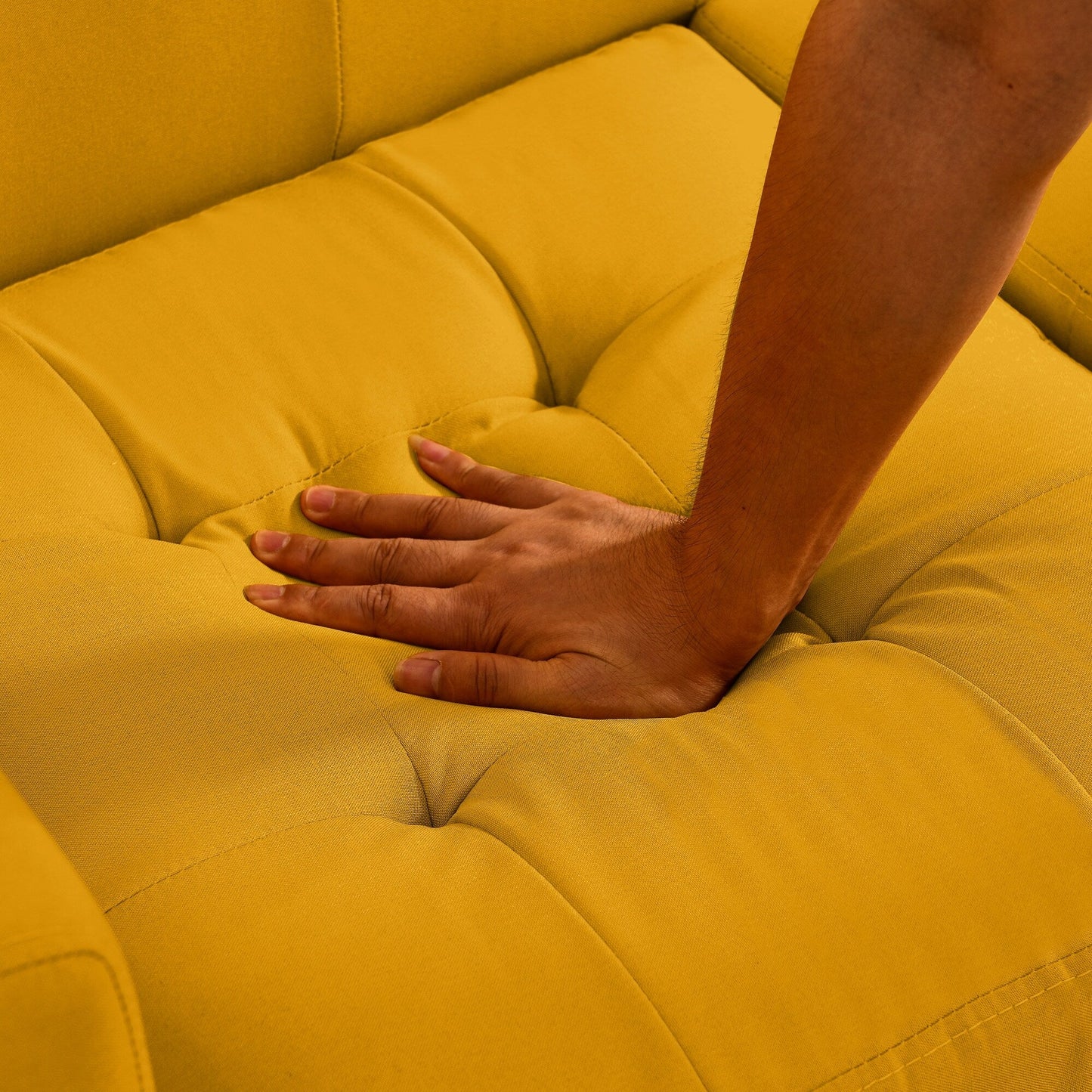 Foam Button Tufted Loveseat Sofa with Iron Legs