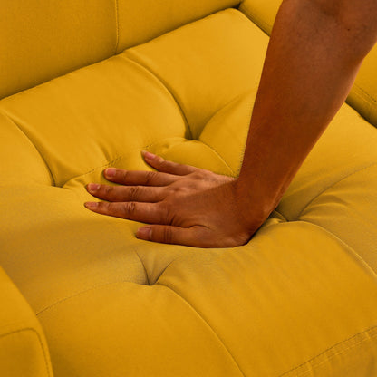 Foam Button Tufted Loveseat Sofa with Iron Legs