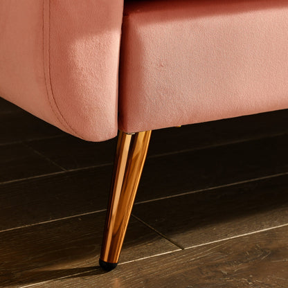 Foam Button Tufted Loveseat Sofa with Iron Legs