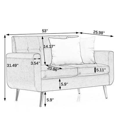 Foam Button Tufted Loveseat Sofa with Iron Legs