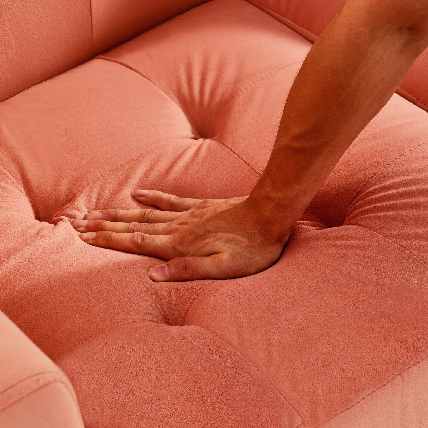 Foam Button Tufted Loveseat Sofa with Iron Legs