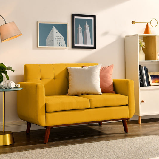 Foam Button Tufted Loveseat Sofa with Iron Legs