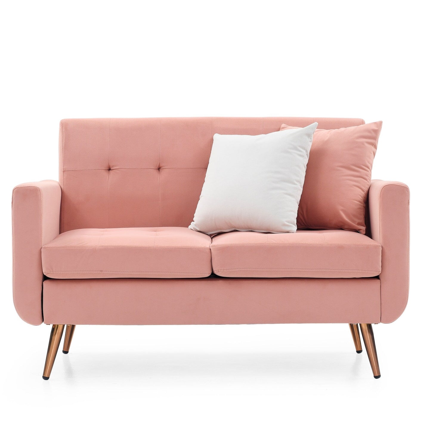 Foam Button Tufted Loveseat Sofa with Iron Legs