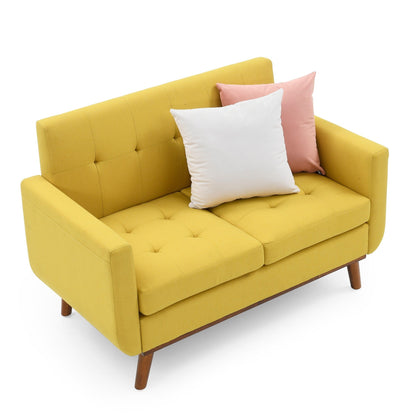 Foam Button Tufted Loveseat Sofa with Iron Legs