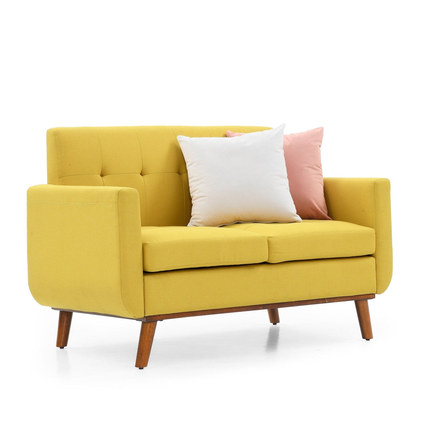Foam Button Tufted Loveseat Sofa with Iron Legs
