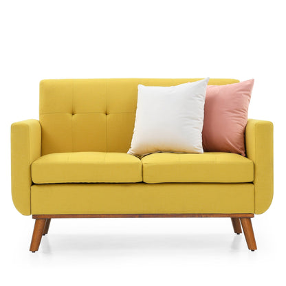 Foam Button Tufted Loveseat Sofa with Iron Legs