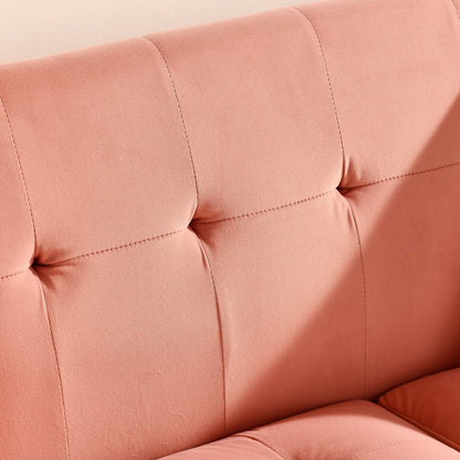 Foam Button Tufted Loveseat Sofa with Iron Legs