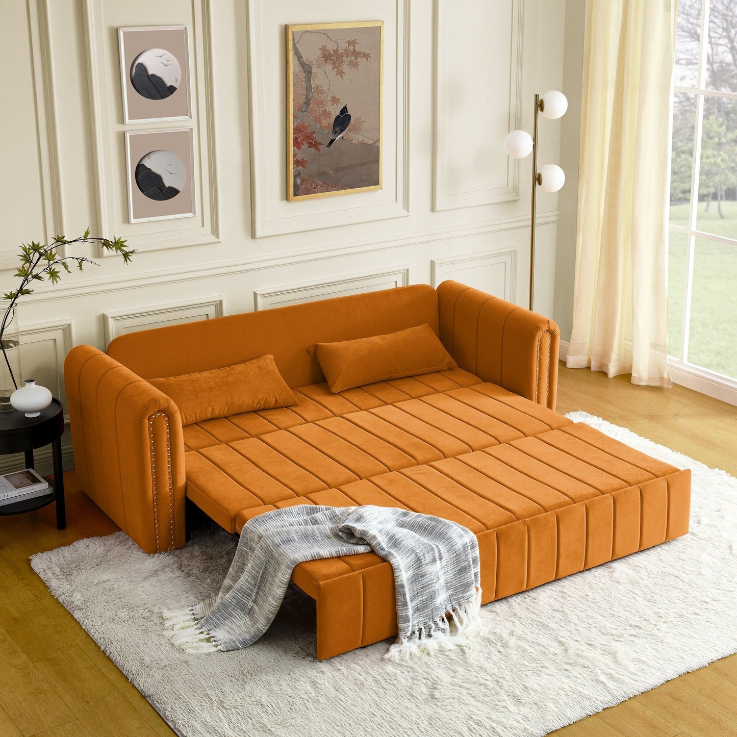 Foam Pull-Out 3-seater Sleeper Sofa Bed with Drawers