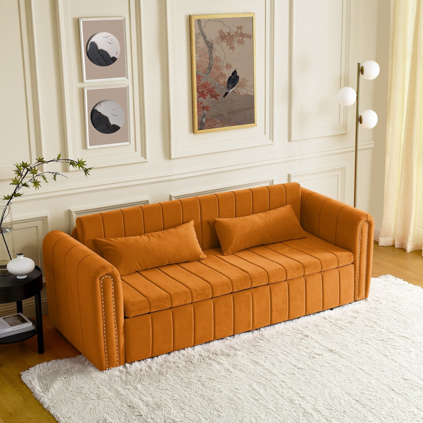 Foam Pull-Out 3-seater Sleeper Sofa Bed with Drawers