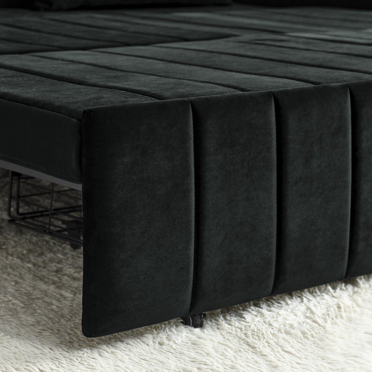 Foam Pull-Out 3-seater Sleeper Sofa Bed with Drawers