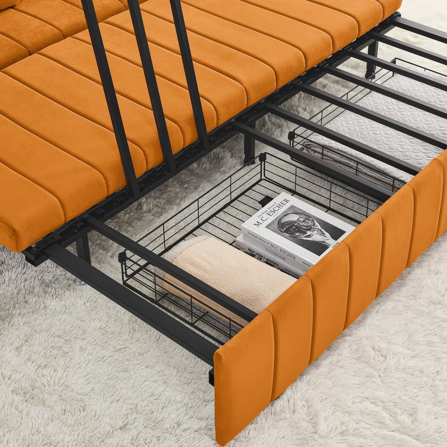 Foam Pull-Out 3-seater Sleeper Sofa Bed with Drawers
