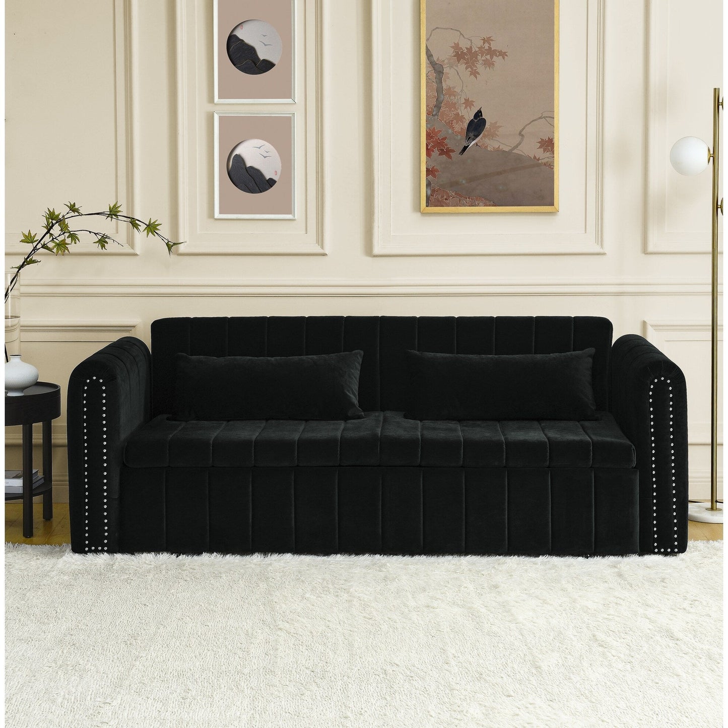 Foam Pull-Out 3-seater Sleeper Sofa Bed with Drawers