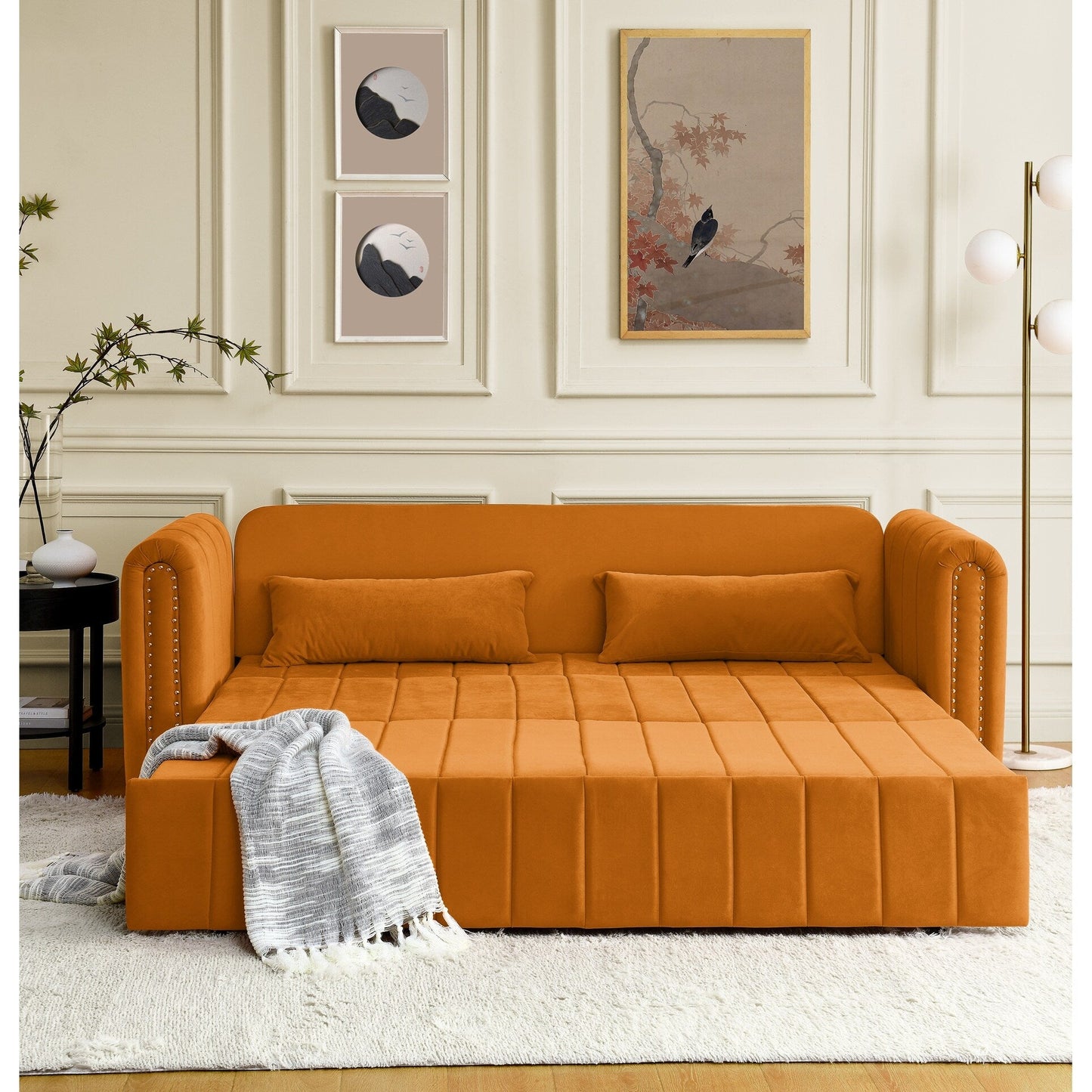 Foam Pull-Out 3-seater Sleeper Sofa Bed with Drawers