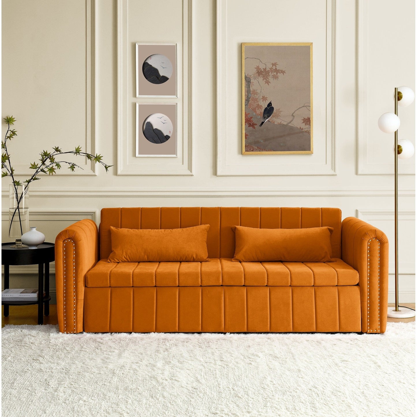 Foam Pull-Out 3-seater Sleeper Sofa Bed with Drawers
