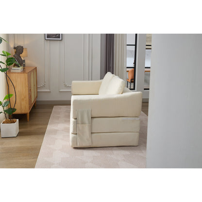Fold-Out Convertible Sofa Bed & Floor Couch with Removable Backrest, Chenille Fabric, Perfect for Living Room, Bedroom