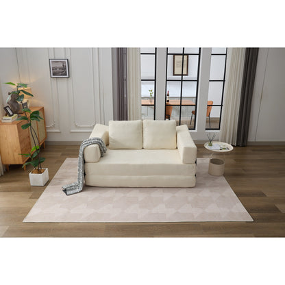 Fold-Out Convertible Sofa Bed & Floor Couch with Removable Backrest, Chenille Fabric, Perfect for Living Room, Bedroom