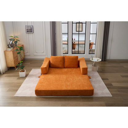 Fold-Out Convertible Sofa Bed & Floor Couch with Removable Backrest, Chenille Fabric, Perfect for Living Room, Bedroom
