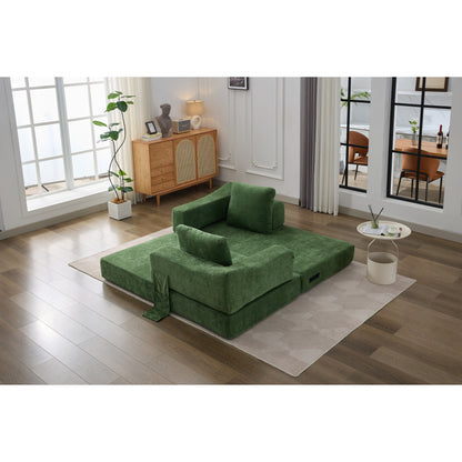 Fold-Out Convertible Sofa Bed & Floor Couch with Removable Backrest, Chenille Fabric, Perfect for Living Room, Bedroom