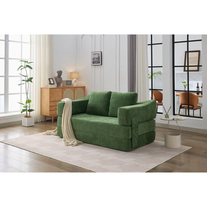 Fold-Out Convertible Sofa Bed & Floor Couch with Removable Backrest, Chenille Fabric, Perfect for Living Room, Bedroom