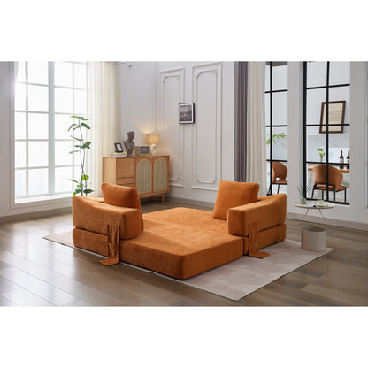 Fold-Out Convertible Sofa Bed & Floor Couch with Removable Backrest, Chenille Fabric, Perfect for Living Room, Bedroom