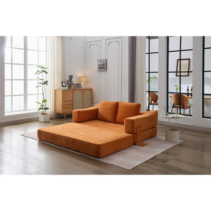 Fold-Out Convertible Sofa Bed & Floor Couch with Removable Backrest, Chenille Fabric, Perfect for Living Room, Bedroom