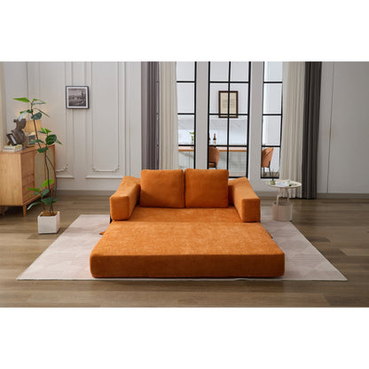 Fold-Out Convertible Sofa Bed & Floor Couch with Removable Backrest, Chenille Fabric, Perfect for Living Room, Bedroom