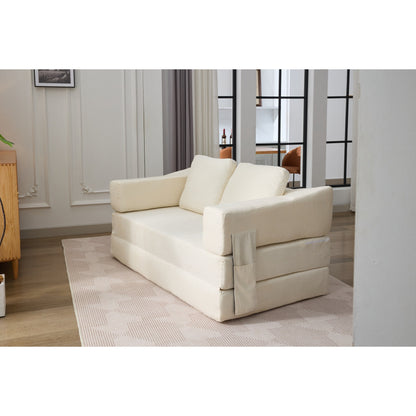 Fold-Out Convertible Sofa Bed & Floor Couch with Removable Backrest, Chenille Fabric, Perfect for Living Room, Bedroom