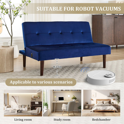 Foldable Fashion Sofa Bed High End Flannel Fabric Back Adjustable Sofa Recliner Futon, Modern Fashion Sofa with Charging Port