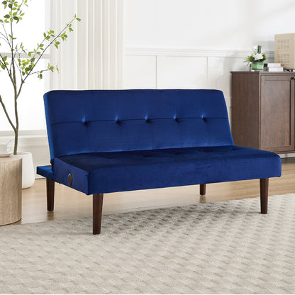 Foldable Fashion Sofa Bed High End Flannel Fabric Back Adjustable Sofa Recliner Futon, Modern Fashion Sofa with Charging Port