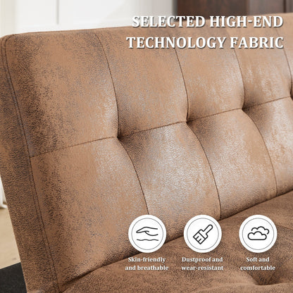 Foldable Fashion Sofa Bed High End Flannel Fabric Back Adjustable Sofa Recliner Futon, Modern Fashion Sofa with Charging Port