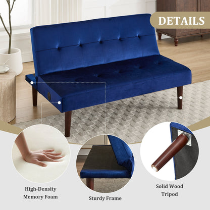 Foldable Fashion Sofa Bed High End Flannel Fabric Back Adjustable Sofa Recliner Futon, Modern Fashion Sofa with Charging Port