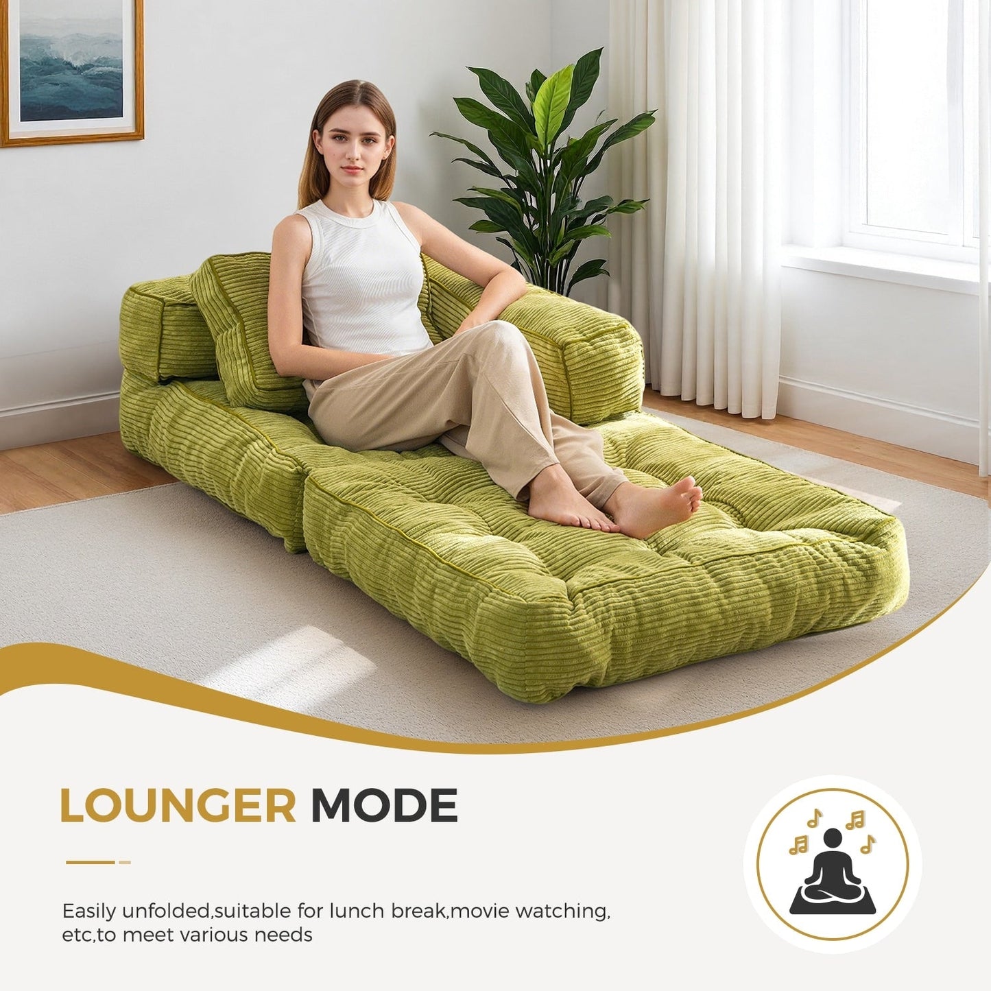 Foldable Sofa Bed,L-Shaped Floor Sofa Couch