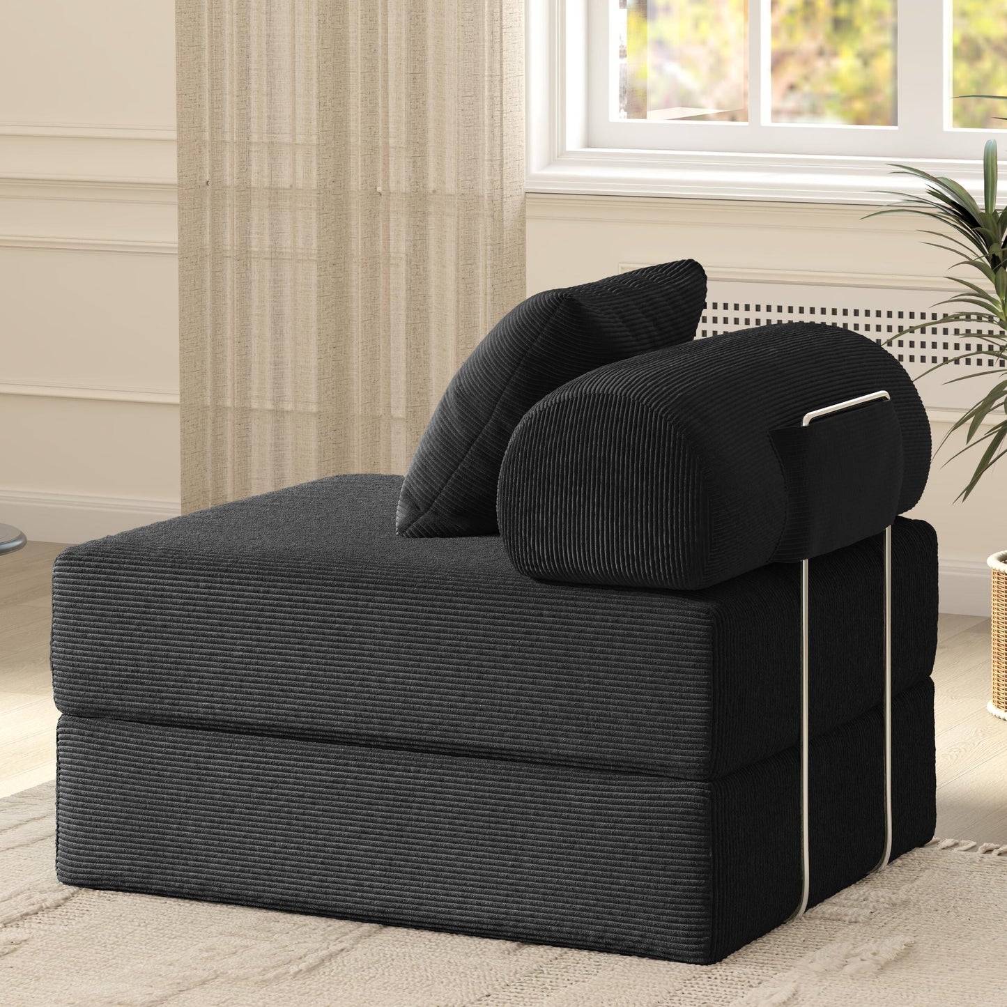 Foldable Sofa Fabric Sofa Bed, high Rebound Density Sponge Sofa
