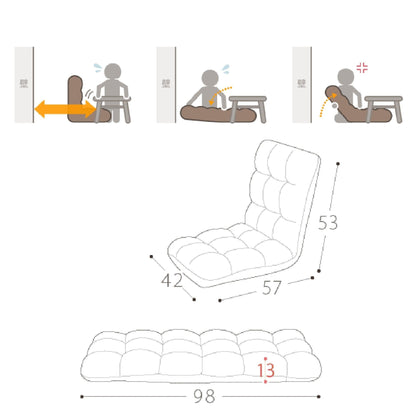 Folding Lounge Chaise for Living Room and Bedroom, 5 Reclining Position, adjustable Foldable Leisure Sofa Video Gaming Sofa