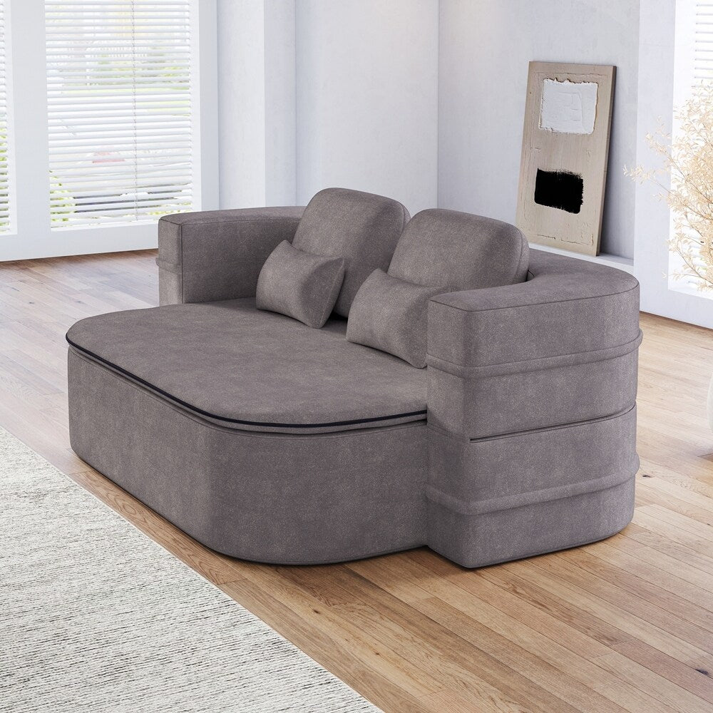 Folding Mattress Sofa with Fixed Shape Frame Convertible Sleeper Foam Sofa Bed with Blanket