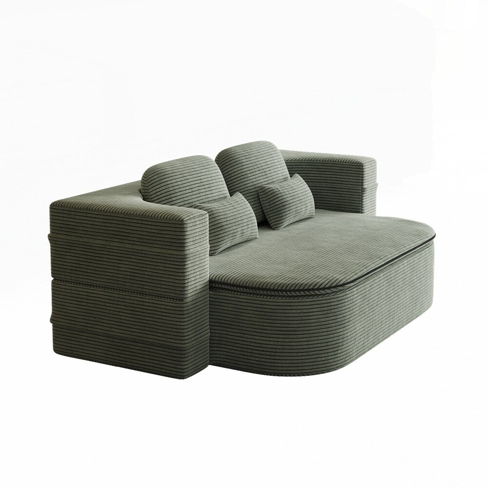 Folding Mattress Sofa with Fixed Shape Frame Convertible Sleeper Foam Sofa Bed with Blanket