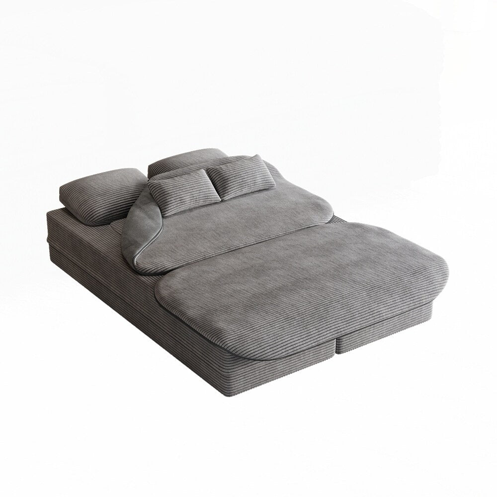 Folding Mattress Sofa with Fixed Shape Frame Convertible Sleeper Foam Sofa Bed with Blanket