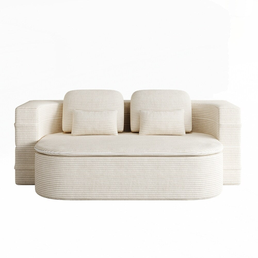 Folding Mattress Sofa with Fixed Shape Frame Convertible Sleeper Foam Sofa Bed with Blanket