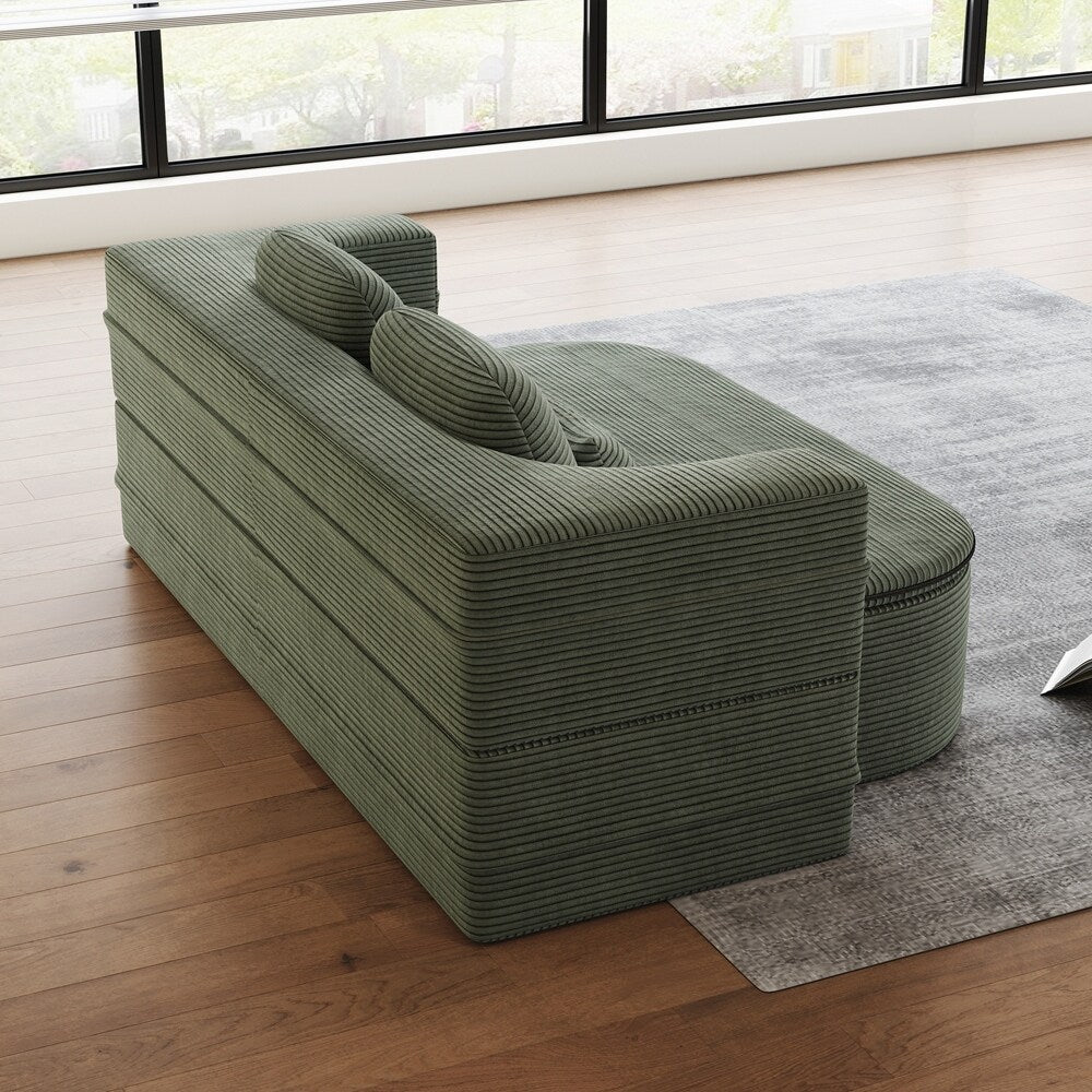 Folding Mattress Sofa with Fixed Shape Frame Convertible Sleeper Foam Sofa Bed with Blanket