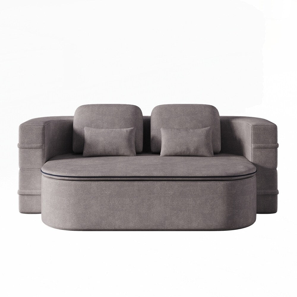 Folding Mattress Sofa with Fixed Shape Frame Convertible Sleeper Foam Sofa Bed with Blanket