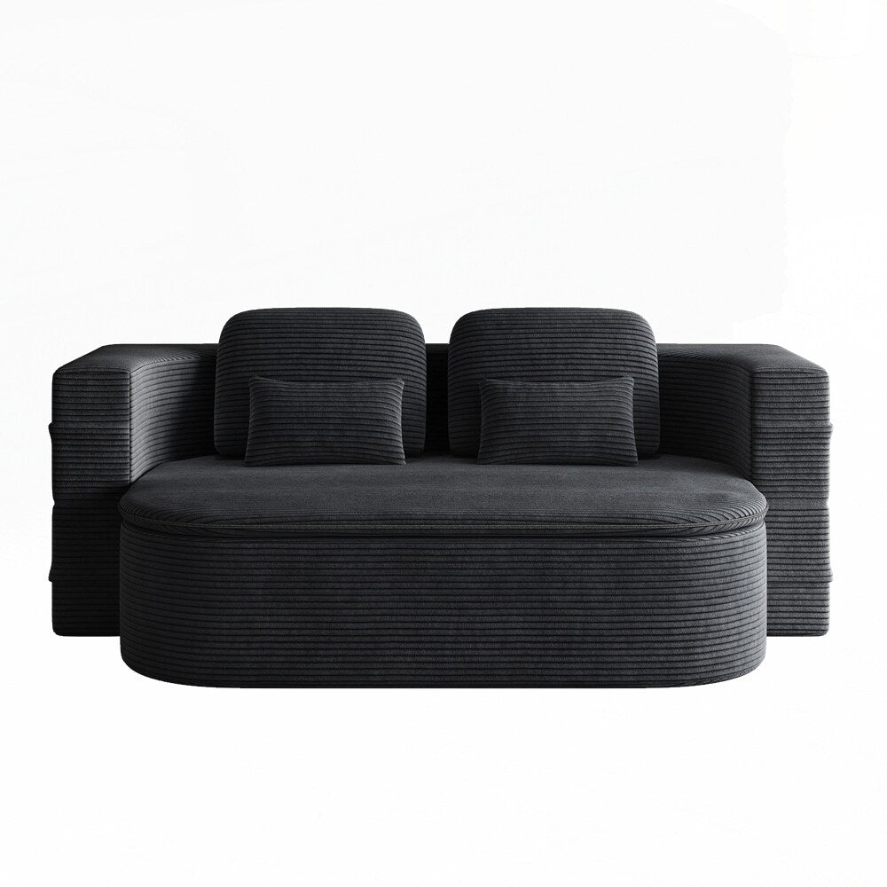 Folding Mattress Sofa with Fixed Shape Frame Convertible Sleeper Foam Sofa Bed with Blanket