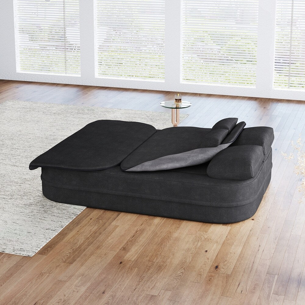 Folding Mattress Sofa with Fixed Shape Frame Convertible Sleeper Foam Sofa Bed with Blanket