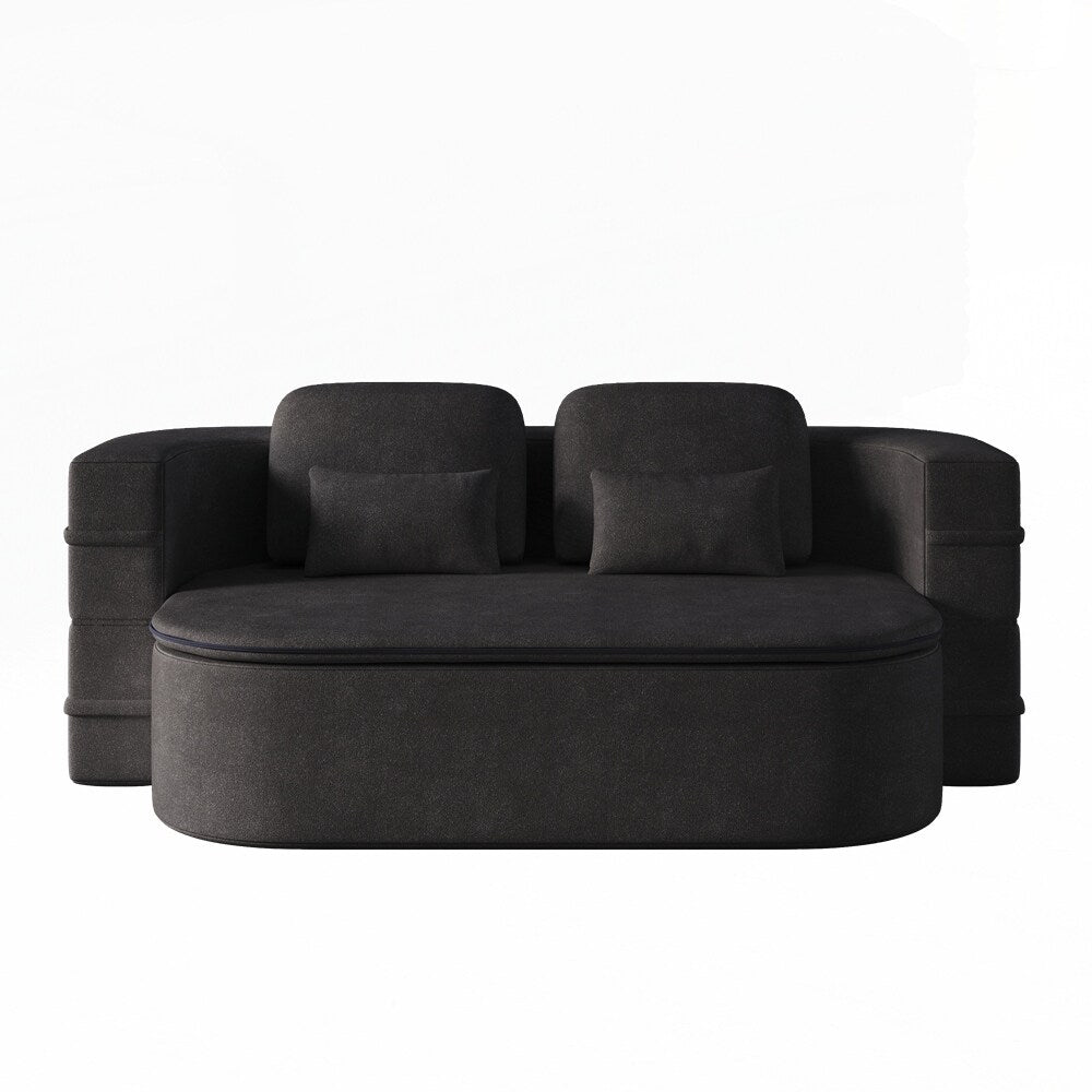 Folding Mattress Sofa with Fixed Shape Frame Convertible Sleeper Foam Sofa Bed with Blanket