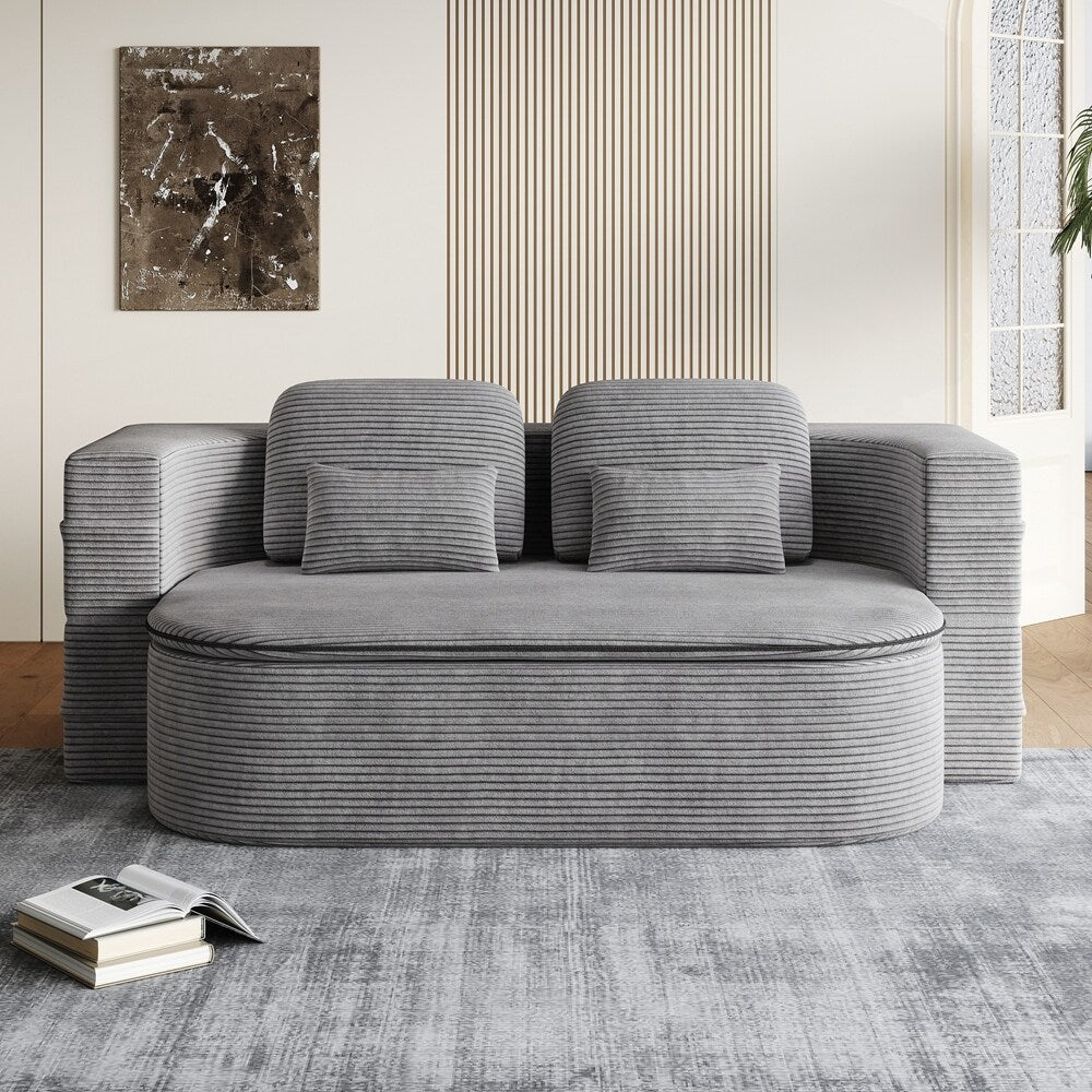 Folding Mattress Sofa with Fixed Shape Frame Convertible Sleeper Foam Sofa Bed with Blanket